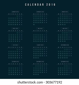 Calendar 2016 year vector design template - Minimalism Style