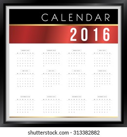 Calendar 2016 year vector design template - Luxury Style