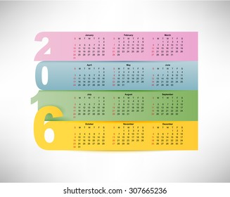 Calendar for 2016 year, week starts on monday, eps 10