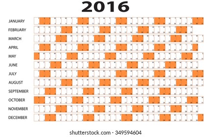 Calendar 2016 yearly plan vector illustration