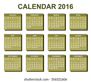 Calendar 2016 yearly plan vector illustration