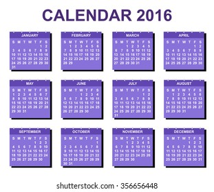 Calendar 2016 yearly plan vector illustration