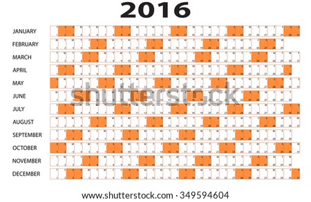 Calendar 2016 yearly plan vector illustration