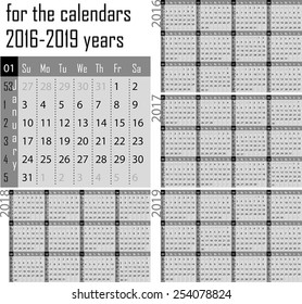 calendar for the 2016-2019 years