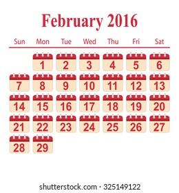 calendar 2016,February