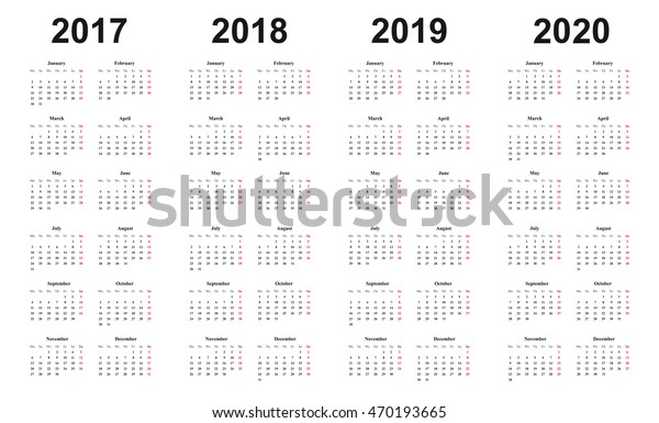 Immagine Vettoriale Stock 470193665 A Tema Calendario 2017 2018 2019 2020 Design Royalty Free