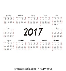 calendar 2017