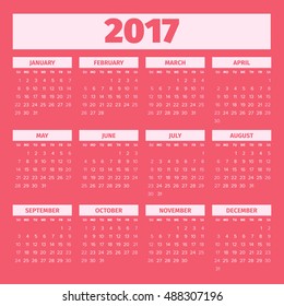  Calendar for 2017
