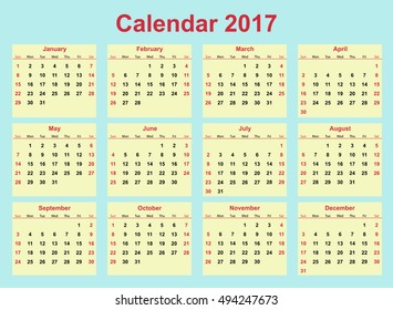 calendar 2017