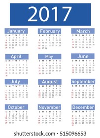Calendar for 2017