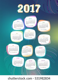 Kalender für 2017 mit abstraktem Hintergrund, EPS10-Vektorgrafik