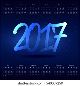 Calendar 2017. abstract creative background design vector template