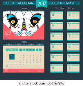 Calendar 2017. Abstract vector modern painting.