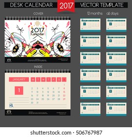 Calendar 2017. Abstract vector modern painting.