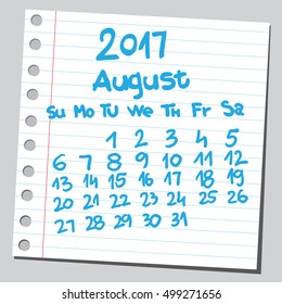 Calendar 2017 august