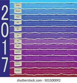 Calendar for 2017 in the blue range.