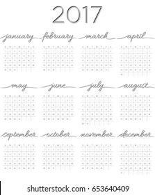Calendar 2017 with calligraphy