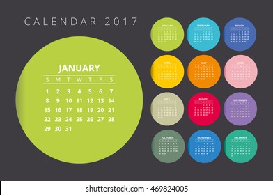 Calendar 2017.  It can be used for WEB, printing, advertising and information.