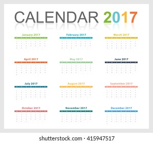 Calendar 2017 colorful party theme full month (Vector eps10)