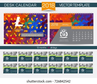 Calendar 2017. Design Desk Calendar 2017. Organizer for business. Vector Templates all months. New Year Calendar Template. Cryptocurrency logo