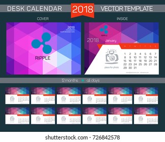 Calendar 2017. Design Desk Calendar 2017. Organizer for business. Vector Templates all months. New Year Calendar Template. Cryptocurrency logo
