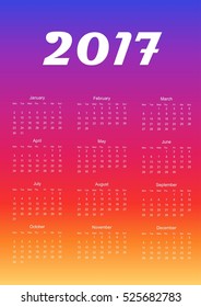 Calendar for 2017. Design element. Vector illustration.
