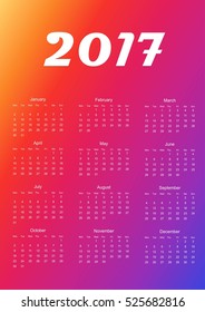 Calendar for 2017. Design element. Vector illustration.