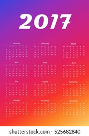 Calendar for 2017. Design element. Vector illustration.