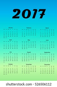 Calendar for 2017. Design element. Vector illustration.