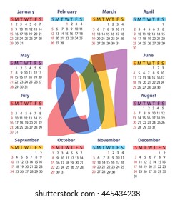 The calendar of 2017. done in light pleasant colors