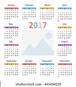 The calendar of 2017. done in light pleasant colors with place for your own image
