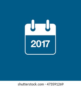Calendar 2017 Flat Icon On Blue Background