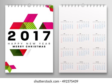 Calendar for 2017 with Geometric Pattern - Vector Illustration