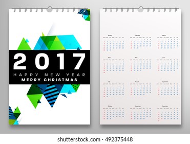 Calendar for 2017 with Geometric Pattern - Vector Illustration