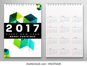 Calendar for 2017 with Geometric Pattern - Vector Illustration