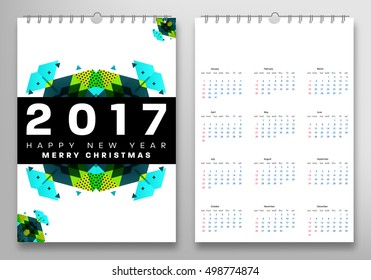 Calendar for 2017 with Geometric Pattern - Vector Illustration