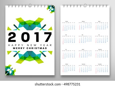 Calendar for 2017 with Geometric Pattern - Vector Illustration