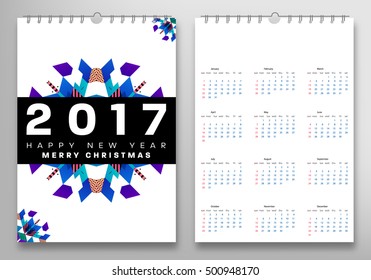 Calendar for 2017 with Geometric Pattern - Vector Illustration