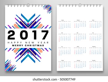 Calendar for 2017 with Geometric Pattern - Vector Illustration