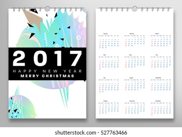 Calendar for 2017 with Geometric Pattern - Vector Illustration
