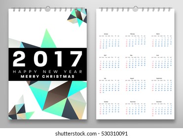 Calendar for 2017 with Geometric Pattern - Vector Illustration