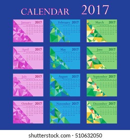 Calendar 2017. The geometric style. Vector illustration