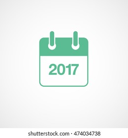 Calendar 2017 Green Flat Icon On White Background
