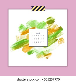 Calendar 2017 with hand drawn acrylic textures