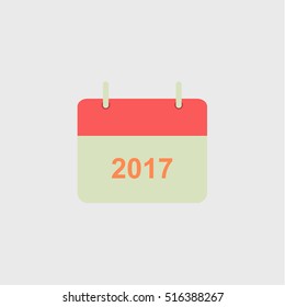 calendar 2017 icon, flat design