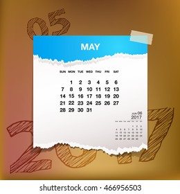 Calendar 2017 May vintage paper on abstract background