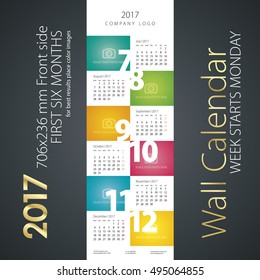 Calendar 2017 next six month color background