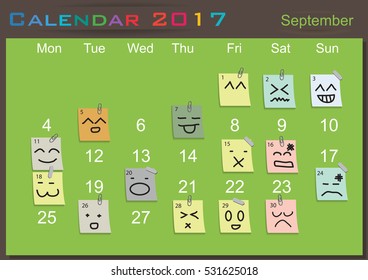 Calendar 2017 and note paper  modern design Idea and Concept Vector illustration