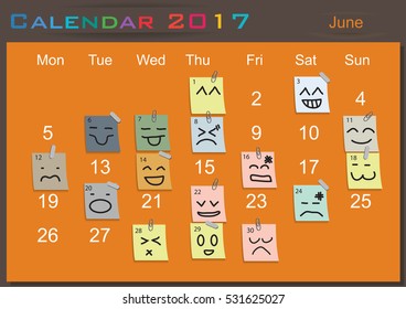Calendar 2017 and note paper  modern design Idea and Concept Vector illustration