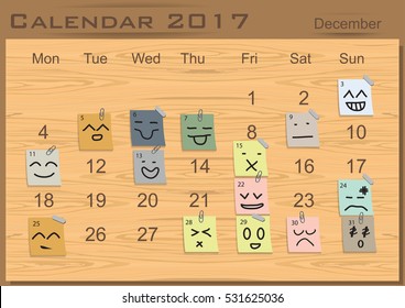 Calendar 2017 and note paper  modern design Idea and Concept Vector illustration